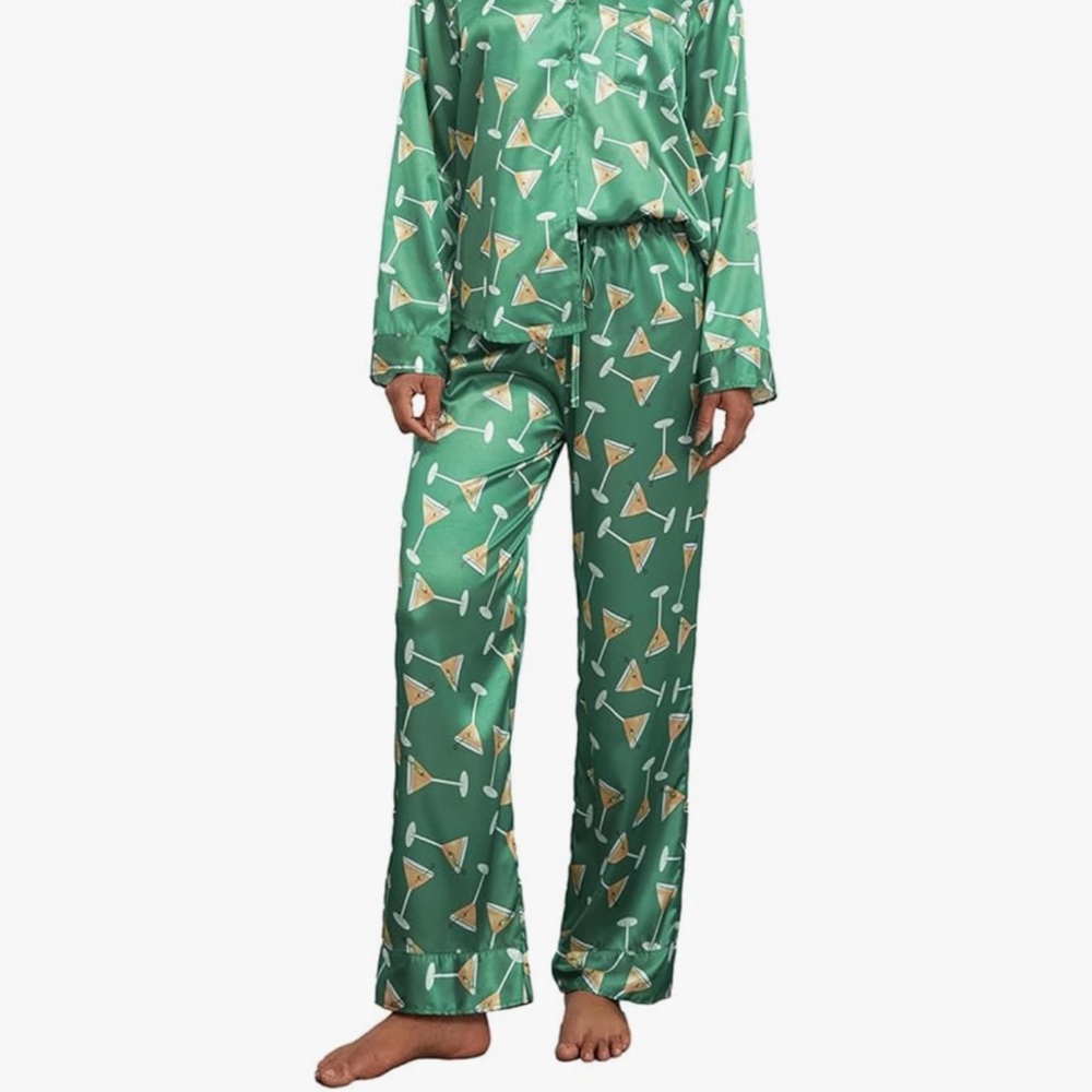 Green Martini Print Women's Pajama Set